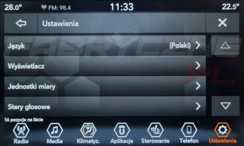 JEEP UCONNECT VP2 CONTINENTAL 7" polskie menu, zakresy radiowe, zmiana regionu JEEP UCONNECT VP2 CONTINENTAL 7" polskie menu, zakresy radiowe, zmiana regionu