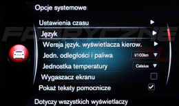 VOLVO SENSUS (2014-2019) polskie menu, zmiana regionu