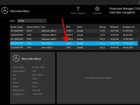 MAPA + KOD AKTYWACYJNY MERCEDES NTG6 EUROPA (Najnowsza wersja 2025)