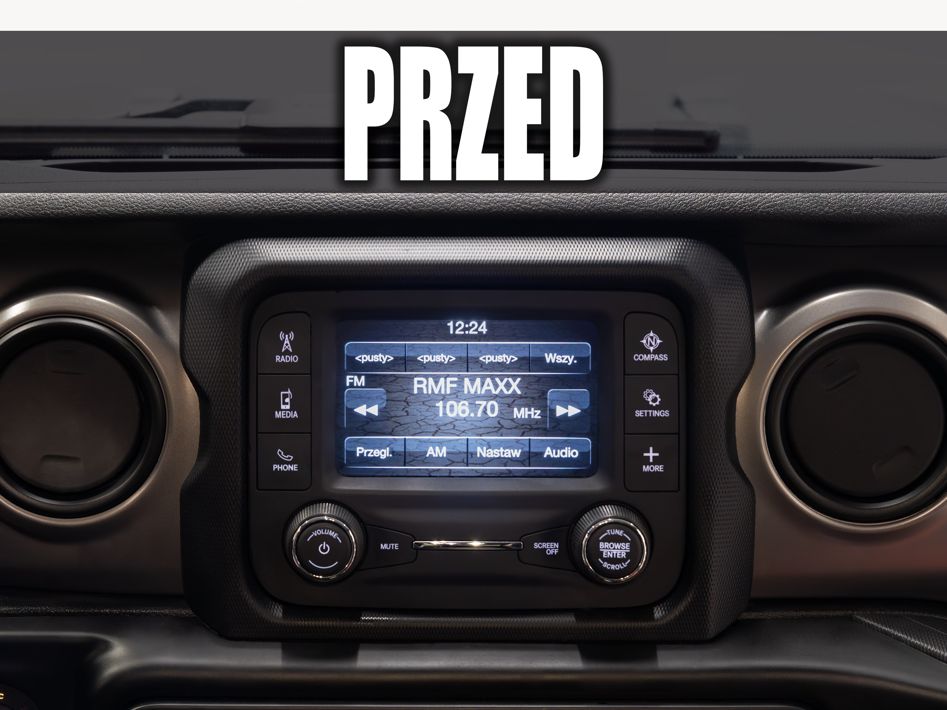 jeep wrangler wymiana małego radia